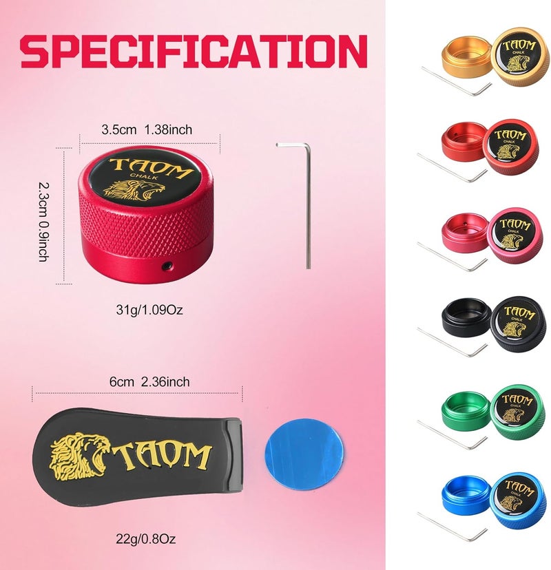 Banly TAOM Round Shaped Pool Chalk Holder, Portable Pool Chalk Cubes, Magnetic Mini Chalk Holder Pool Billiards, Pool Cue Chalk Case Container Box for Billiard Cue Tip Tool Pool Table Snooker Accessories - Image 3